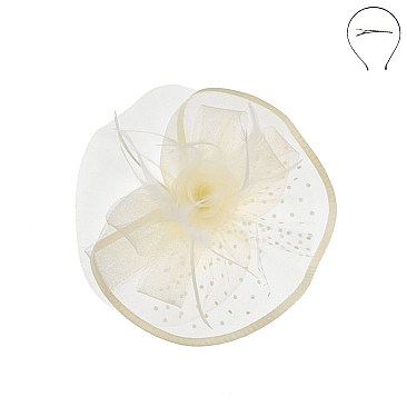 ROSE AND POLKA DOT VEIL FASCINATOR
