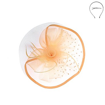 ROSE AND POLKA DOT VEIL FASCINATOR