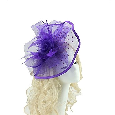 ROSE AND POLKA DOT VEIL FASCINATOR