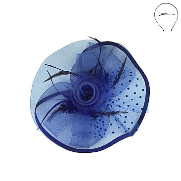 ROSE AND POLKA DOT VEIL FASCINATOR