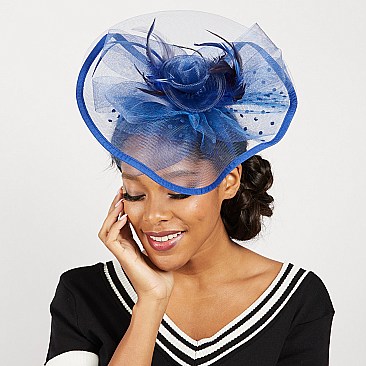 ROSE AND POLKA DOT VEIL FASCINATOR
