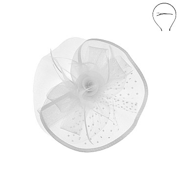 ROSE AND POLKA DOT VEIL FASCINATOR