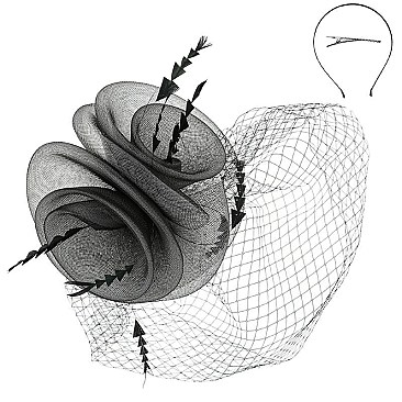 Large Classy MESH VEIL FASCINATOR