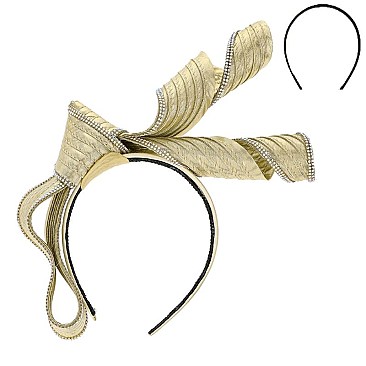 Unique Fascinator with Satin Bow RHINESTONE Trimmed