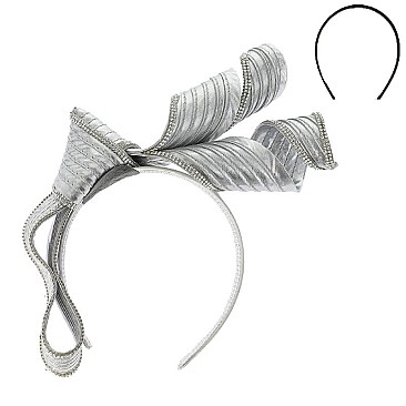 Unique Fascinator with Satin Bow RHINESTONE Trimmed