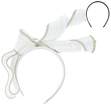 Unique Fascinator with Satin Bow RHINESTONE Trimmed