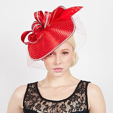 Large Rhinestone Satin Classic  Fascinator