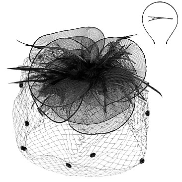 Large Classy MESH VEIL FASCINATOR