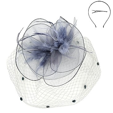 Large Classy MESH VEIL FASCINATOR