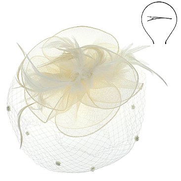 Large Classy MESH VEIL FASCINATOR