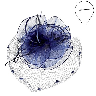 Large Classy MESH VEIL FASCINATOR