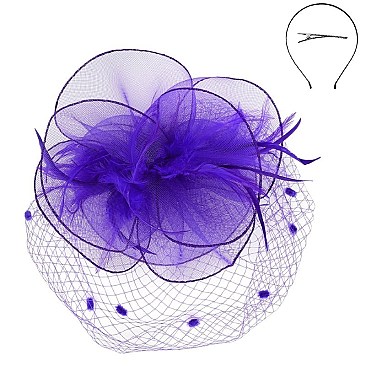 Large Classy MESH VEIL FASCINATOR