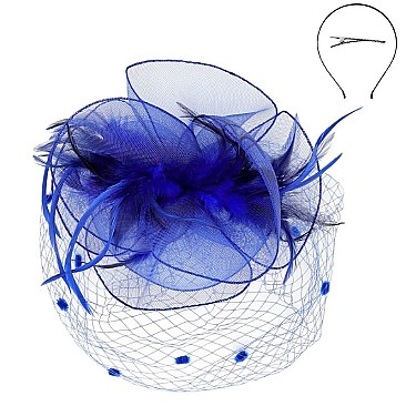 Large Classy MESH VEIL FASCINATOR