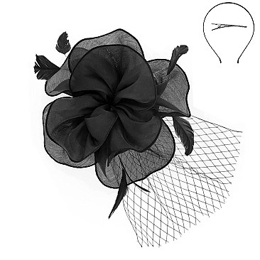 FASHIONABLE DERBY High FLOWER FEATHERS FASCINATOR WITH MESH