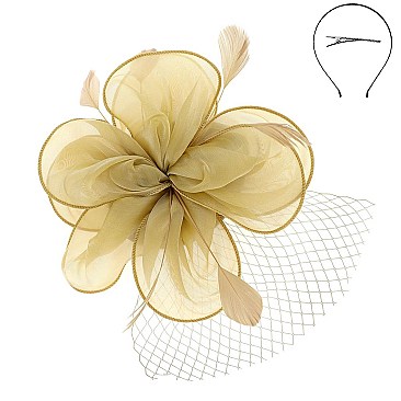 FASHIONABLE DERBY High FLOWER FEATHERS FASCINATOR WITH MESH