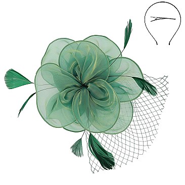 FASHIONABLE DERBY High FLOWER FEATHERS FASCINATOR WITH MESH