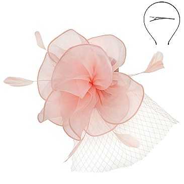 FASHIONABLE DERBY High FLOWER FEATHERS FASCINATOR WITH MESH