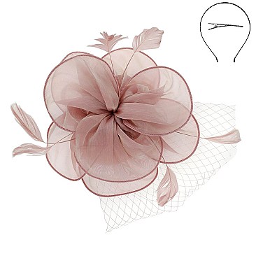 FASHIONABLE DERBY High FLOWER FEATHERS FASCINATOR WITH MESH
