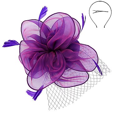 FASHIONABLE DERBY High FLOWER FEATHERS FASCINATOR WITH MESH