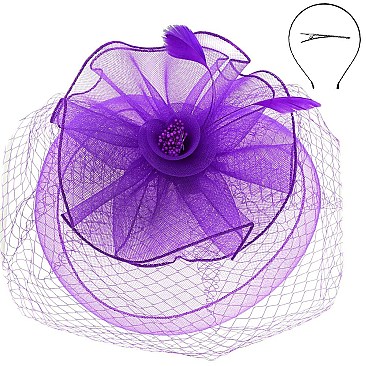 Large Mesh Netted Fascinator with Pearls