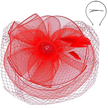 Large Mesh Netted Fascinator with Pearls