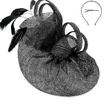 Classy Sinamay Bow and Feather Fascinator