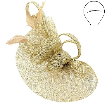 Classy Sinamay Bow and Feather Fascinator