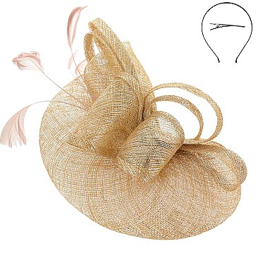 Classy Sinamay Bow and Feather Fascinator