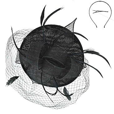 Round Shaped Sinamay RIBBON Fascinator with NET