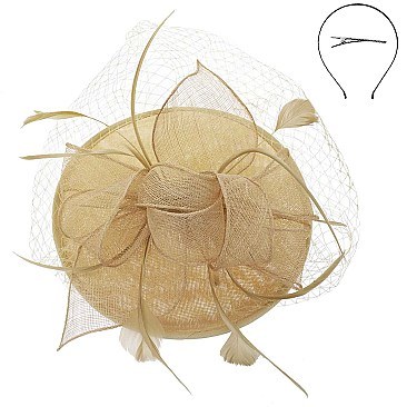 Round Shaped Sinamay RIBBON Fascinator with NET