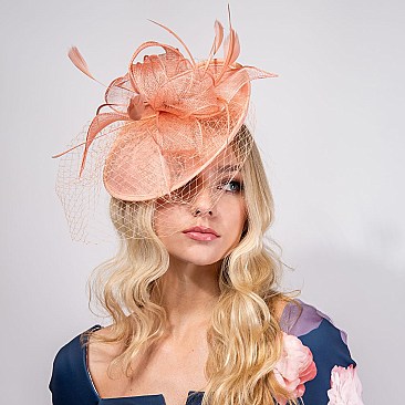 Round Shaped Sinamay RIBBON Fascinator with NET