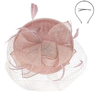 Round Shaped Sinamay RIBBON Fascinator with NET