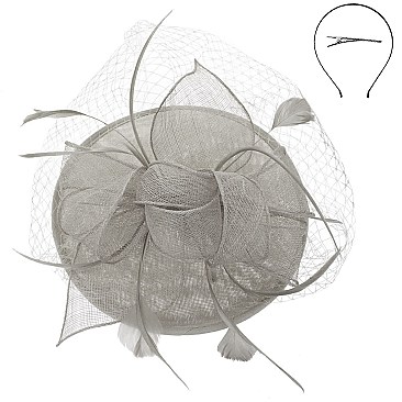 Round Shaped Sinamay RIBBON Fascinator with NET