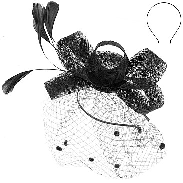 LARGE Southern Style Spotted Veiled Fascinator