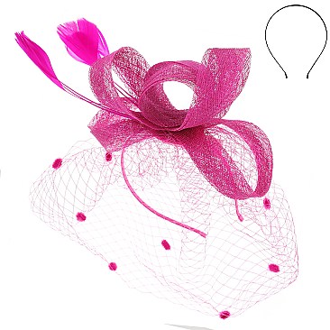 LARGE Southern Style Spotted Veiled Fascinator