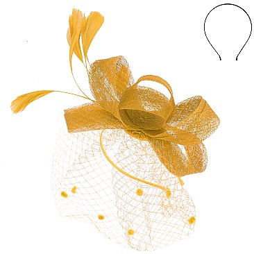 LARGE Southern Style Spotted Veiled Fascinator