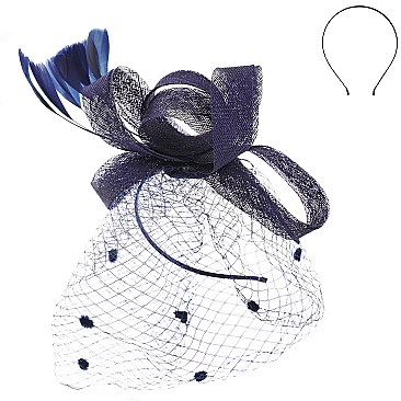 LARGE Southern Style Spotted Veiled Fascinator