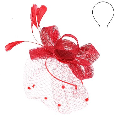 LARGE Southern Style Spotted Veiled Fascinator