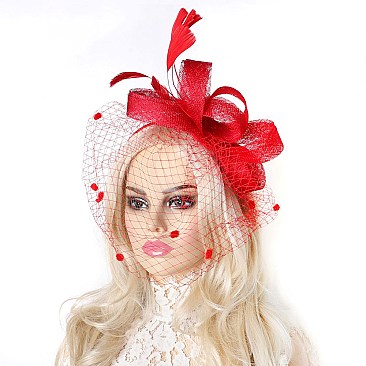 LARGE Southern Style Spotted Veiled Fascinator