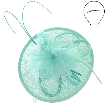 Round Shaped Sinamay Feather Fascinator