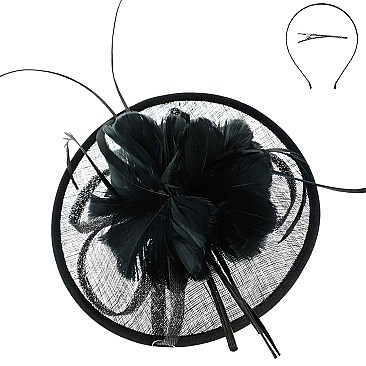 Round Shaped Sinamay Feather Fascinator