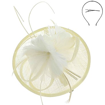 Round Shaped Sinamay Feather Fascinator