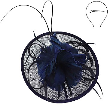 Round Shaped Sinamay Feather Fascinator