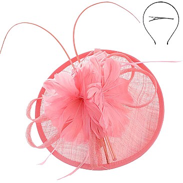 Round Shaped Sinamay Feather Fascinator
