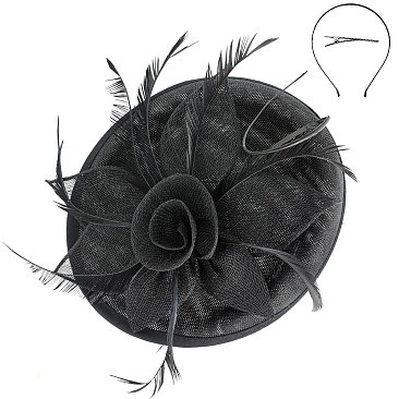 Sinamay Feather And Flower Fascinator