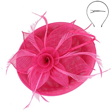 Sinamay Feather And Flower Fascinator