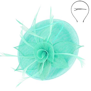 Sinamay Feather And Flower Fascinator