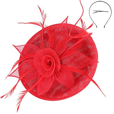 Sinamay Feather And Flower Fascinator