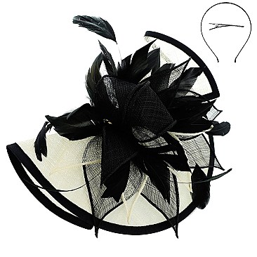 Two-Tone Elegant Folded Sinamay Feather Fascinator