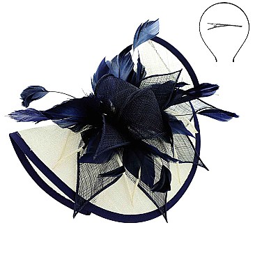 Two-Tone Elegant Folded Sinamay Feather Fascinator